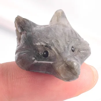 1.3 palcový Přírodní Labradorit Fox head figurka dožadoval craft mini zvíře stav pro Domácí Dekor léčivé kameny a crystal Přívěsek