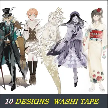 10 Designů Washi Páska Speciální Inkoust Plánovač Dívky Japonské Dekor Samolepící DIY Maskovací Papír Štítek Samolepky Deník Scrapbooking Dárek