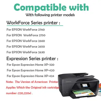 10 Pack Kompatibilní s Epson 220 T220 XL Inkoustové Kazety Pro Epson Expression XP-320 XP-XP 420-424 WF-2630 WF-2650 WF-2660 Tiskárny