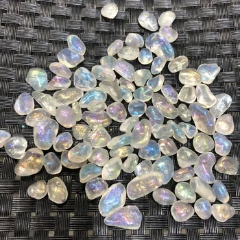 1000g auru potažené duha quartz crystal chakra léčení medaion drahokam štěrk tromlované kameny