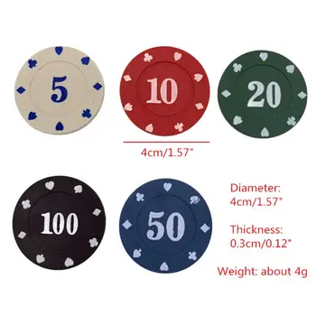 100ks Kulaté Plastové Žetony Casino Poker Karetní Hra Baccarat Počítání Příslušenství G99D