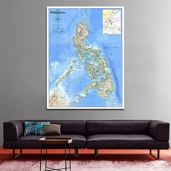100x150cm Filipíny 1986 Mapa Světa Domácí Dekoraci Starožitný Plakát na Zeď Graf Papír, Matný Papír Kraft Mapa Světa Bez Rámečku