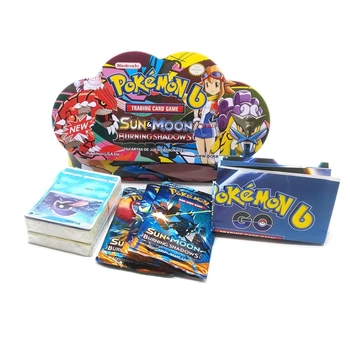 102pcs/set Pokemon Přenosné plechové krabice TAKARA TOMY Bitva Hračky, Koníčky, Hobby, Sběratelství Hra Kolekce Anime Karty pro Děti