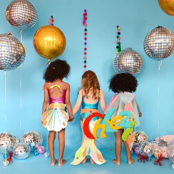10KS 4D Disco Helium Fóliové Balónky Happy Birthday 1. baby sprcha Party Dodávky Svatební Party Dekorace Balón Děti hračky