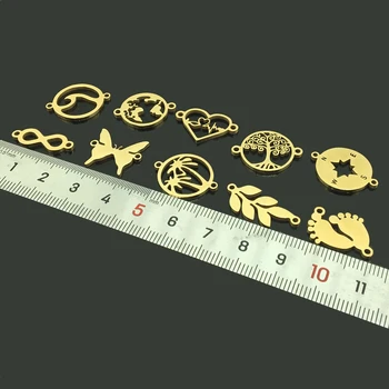 10ks Čtyři Leaf Clover Gold Náramek z Nerezové Oceli Náhrdelník Kouzlo pro DIY Výrobu Šperků