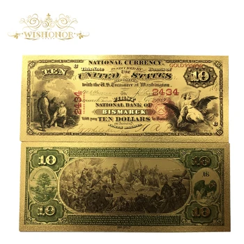 10pcs/lot Nové Produkty roce 1875 v Americe Barva Zlatá Bankovka 10 Dolarové Bankovky V 24k Zlato, Papírové Peníze Za Dárek A Kolekce