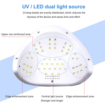 120W Nail Dryer LED UV Lampa Pro Manikúra Rychlé Vytvrzování S Motion sensing LCD Displej 54 ks Světlo Korálek Velký prostor