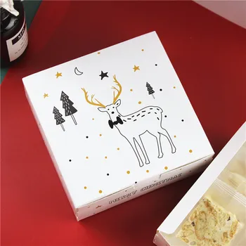 14*14*5 cm 10ks Veselé Vánoce Santa Claus Papírové Krabice cookie Macaron Vánoční Narozeninové Party, Dárky, Balení