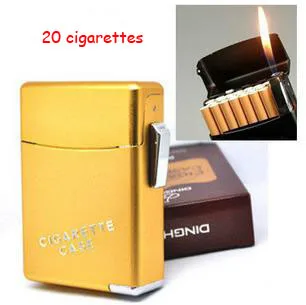 (20 cigaret)Nejlepší automatické kovové pouzdro na cigarety s lehčí,pánské zapalovač box