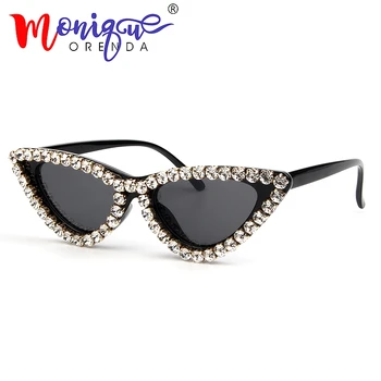 2018 Módní Cat Eye sluneční Brýle, Ženy Vintage Značka luxusní Dámské Drahokamu Sluneční Brýle Ženské Oculos de sol UV400