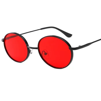 2019 Nový Evropský styl Tónovaná Barva Objektiv Kulaté sluneční Brýle Muži Ženy Retro Kovový Rám Oko Vintage Malé Ženské Punk Sluneční Brýle