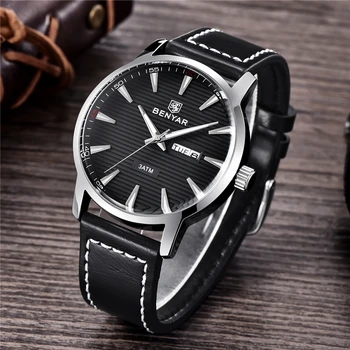 2019 Původní BENYAR Top Luxusní Značky Pánské Quartz hodinky, ležérní Módní pravé kůže, vodotěsné Muži Hodinky horloges mannen reloj
