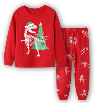 2020 Chlapci Vánoční Pyžama Pijama Infantil Dívky Santa Pjs Gecelik Koszula Nocna Pyžama Děti Animais Dinosaurios Pyžamový Set