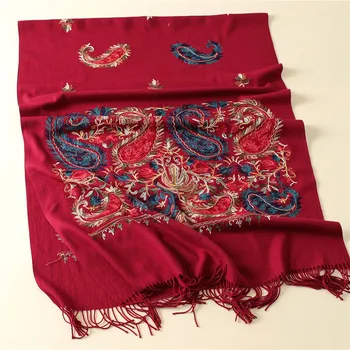 2020 luxusní značky cashmere ženy šátek zimní teplé výšivky šály a zábaly pashmina vlny dlouhé ženské fulárových zahustit deku