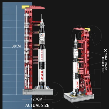 2020 MOC Aerospace Apollo 11 Start Rakety Saturn V Prostoru Kosmické lodi Města Stavební Bloky Klasický Model Cihly Kit Sady nápady