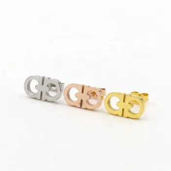 2020 Módní Dva Kruhy Titanové, Ocelové Dámské Náušnice Dopis Rose Gold Classic trend Náušnice Šperky