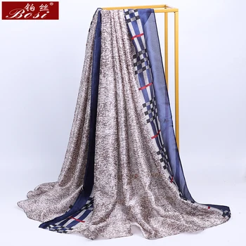 2020 Měkké hedvábí šátek tisk mřížky ženy Módní Multicolor dlouhé šály beach cítit Hidžáb letní šály luxusní tisk Designer