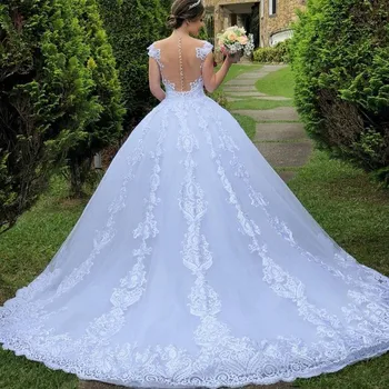 2020 Nejnovější Výstřihem Princezna Výšivka Svatební Šaty Roku 2020 Luxusní Krajkové Svatební Šaty