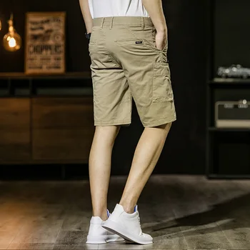 2020 summer značka vysoce kvalitní bavlny Kreativní kapesní ležérní pánské šortky micro-elastické slim šortky khaki khaki černá