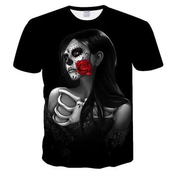 2020 T-shirt 3d Mužské T-shirt Horor Lebka Zábavné 3d muži/ženy T-shirt Hip-hop Styl Gotický Styl Letní Top