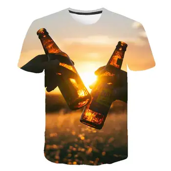 2020 Žlutý pěny, v létě pivo digitální 3D tisk tričko muži a ženy kolem krku s krátkým rukávem T-shirt ležérní XXS-6XL