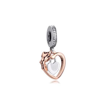 2021 Nové Valentine Fit Pandora Náramky Srdce & Rose Květina Přívěsky 925 Sterling Silver Originální Korálky pro Ženy DIY Šperky