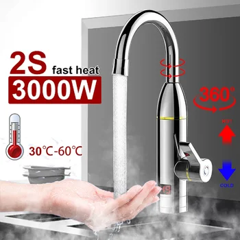 220V 3000W Kuchyň Instant Topení Kohoutek Ohřívač Teplé Studené Dual-Použití ohřívač Vody Tankless Rychle Topení Klepněte Sprcha s LED Displejem