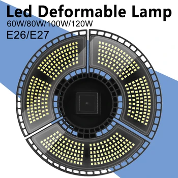 220V LED Deformovatelné Lampa E27 Garáži Světla E26 Ufo LED Lampa 60W 80W 100W Inteligentní Senzor, Super Jasné LED Žárovka pro Sklad Továrny
