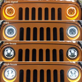2ks 7 Palcový Led Jízdy Světlo 60W H4 H13 LED Auto Světlomet Kit Auto pro Jeep Hlavy Led Žárovky High Low Sealed Beam