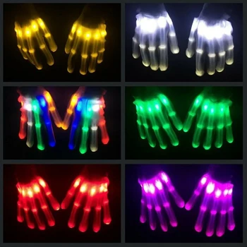2ks LED Rave Blikající Rukavice Záře 6 Režim Světlo Prst Osvětlení Party Dítě