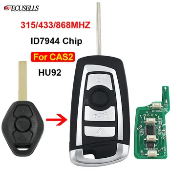 3 Tlačítko Skládací Flip Vzdálené Inteligentní Auto klíčenka pro BMW CAS2 1 3 5 6 Série X5 ID7944 Čip 315MHZ 433MHZ 868MHZ HU92 Uncut Blade