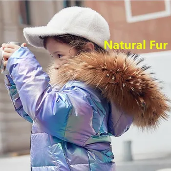 -30 ruský Chlapec zimní bunda pro dívky, Dítě, Teenager, Svrchní nepromokavý kabát parka děti přírodní kožešiny oblečení snowsuit