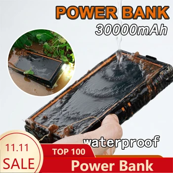 30000MAh Solární Power Bank Přenosná Nabíječka Velkou Kapacitu Venkovní Cestování Nouzové 2USB Port PowerBank pro Samsung Xiaomi IPhone