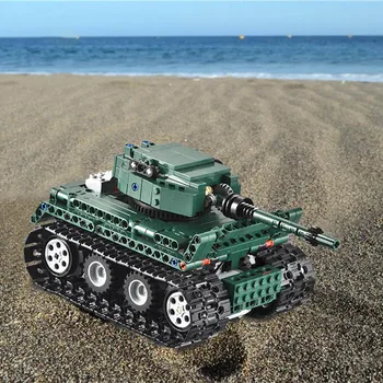 313PCS Stavební Bloky, RC auta, Vojenské Tanky Tiger 1 cihly Technic série 2. světové války Svět, Vozidla, hračky pro dítě dárek k narozeninám