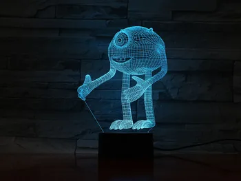 3D Led Noční Světlo Monsters Inc Noční Lampa Vizuální LED Světlo pro Dítě Ložnice Postele s Barevné Měnící se s Bluetooth Reproduktor