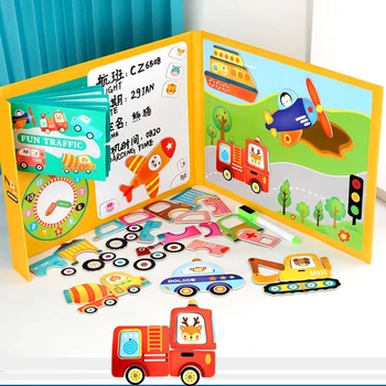 3D Magnetická Kniha pro Děti Puzzle, Skládačky Hračky Mozek Školení Hra, Učení Kouzlo Puzzle Vzdělávací Hračky pro Děti Dívky Vánoční Dárek