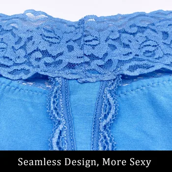 3ks Plus Velikost Bavlněné Dámské Tanga Kalhotky Sexy Krajkové spodní Prádlo Evropského Blue G-String spodní Prádlo Ropa Interiéru Femenina