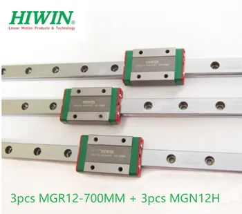 3ks Tchaj-wan Původní Hiwin železniční MGN12 L 700mm + 3ks MGN12H slide bloky pro cnc