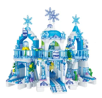463pcs Dívka série ledu a sněhu crystal castle islandu děti montáži Model, Stavební Bloky hračky