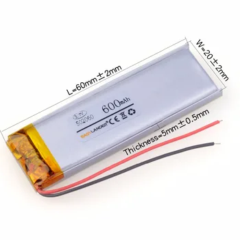 482059 502060 3.7 V 600mAh Li-polymer baterie pro GPS DVR mp3, mp4, bluetooth sluchadla mobilní Čtení pen Krása zařízení