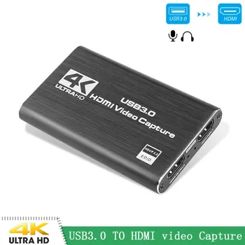 4K 1080P Video Capture Card Game Live Stream Video Recorder Black HDMI-USB 3.0 Hru v Reálném čase Zachytit