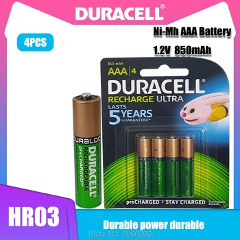 4KS Nové Duracell AAA 1,2 V 850mAh Dobíjecí Baterie Ni-MH Pro Baterku Fotoaparátu Dálkové Ovládání Hračka přednabité NIMH Bateria