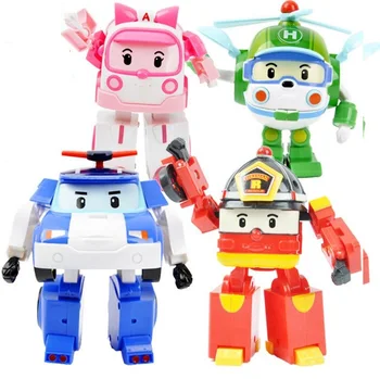 4ks/Set Korea Děti, Hračky, Robot Transformace Anime Akce Obrázek Hračky Pro Děti Dárek