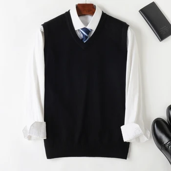 4XL 5XL 6XL 7XL 8XL Pánské V-neck svetr vesta 2021 jaře business casual oblečení značky klasické jednobarevné svetr svetr
