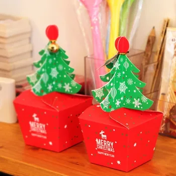 5/10ks Vánoční stromky, Candy Box Papírové dárkové boxy Party Laskavosti dárky Apple čokolády cookie box balení Dodávky