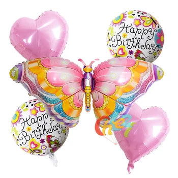 5kusů/Hodně Barevné Butterfly Fólie Balónky 18 Palcový Kulatý Motýl Helium Balloon Birthday Party Dekorace Děti, Hračky, Baby Sprcha