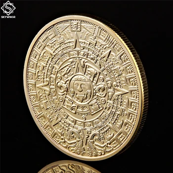 5KUSŮ/Lot Mexiko, Mayský Kalendář, Proroctví, Kalendáře, Pamětní Žeton Zlaté Mince Kolekce