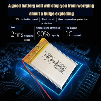 600mAh 503040 Lithium Li-ion Polymer Baterie 40x30x5mm Li-Po Baterie Pro Mobilní Hlasový Záznamník, Sluchátka Reproduktor E-book