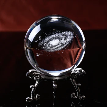 6cm Laserem Vyryté 3D Galaxy Křišťálové Koule Skleněné bytové Doplňky Astronomie Miniatury Dary Oblasti Vesmíru Skleněnou Kouli