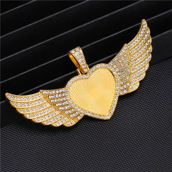 6KS Srdce Kabošon Angel Wing Přívěsek Základní DIY Výrobu Šperků Slitiny Odpovídající 30mm Diamond Náhrdelník Řemesla Šperky Zjištění